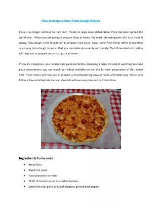 Easy pizza dough recipe