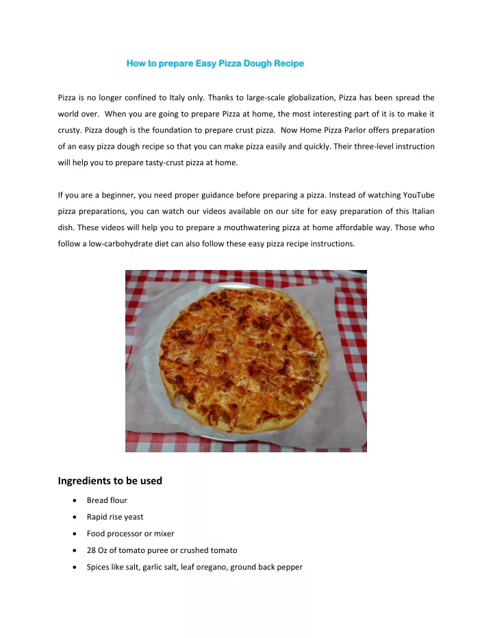 how to prepare easy pizza dough recipe