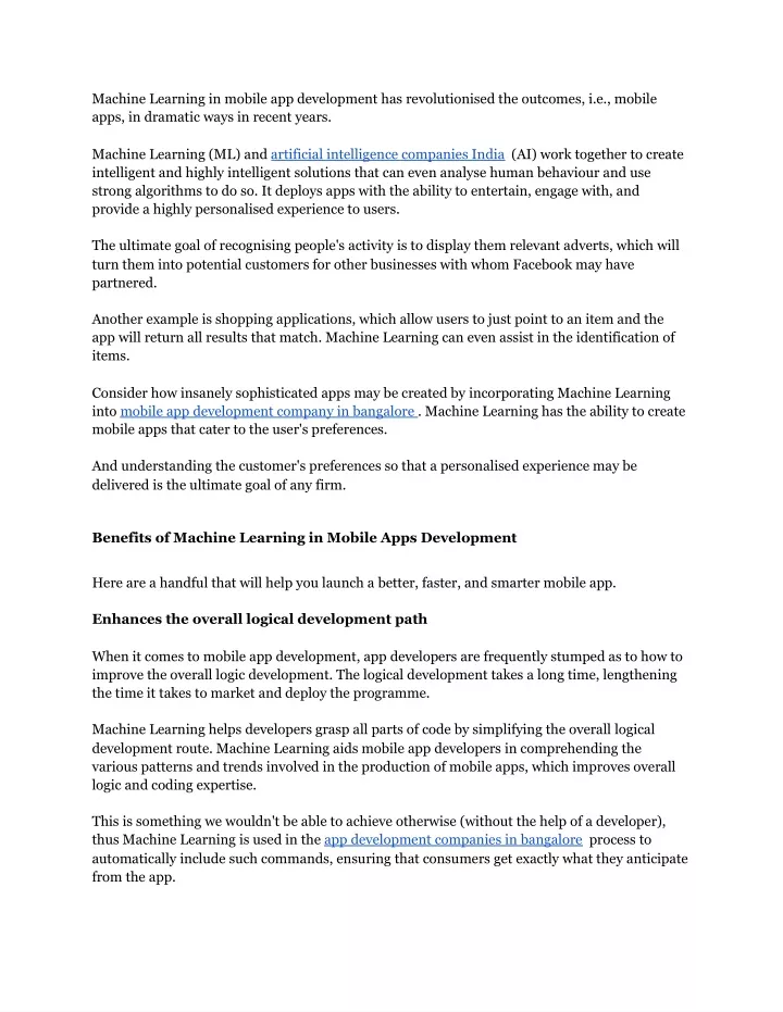 machine learning in mobile app development