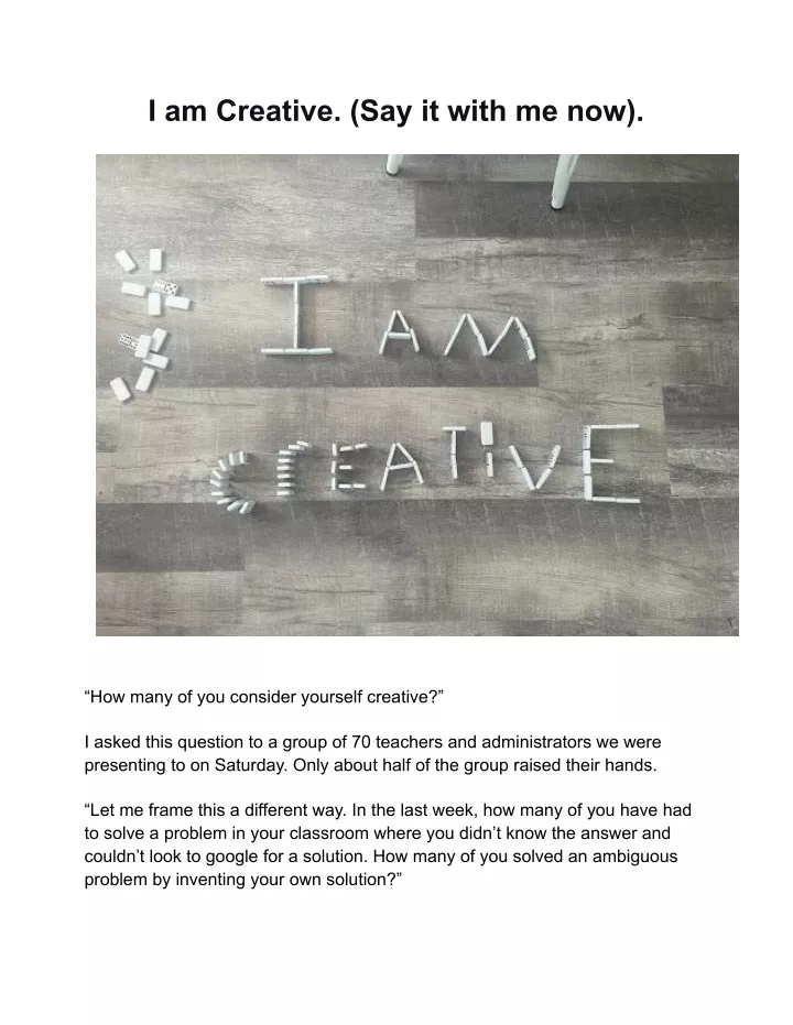 i am creative say it with me now