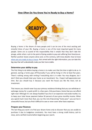 How Often Do You Know You're Ready to Buy a Home