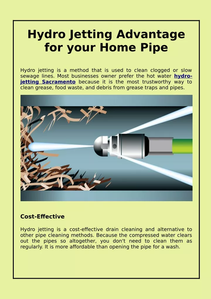 hydro jetting advantage for your home pipe