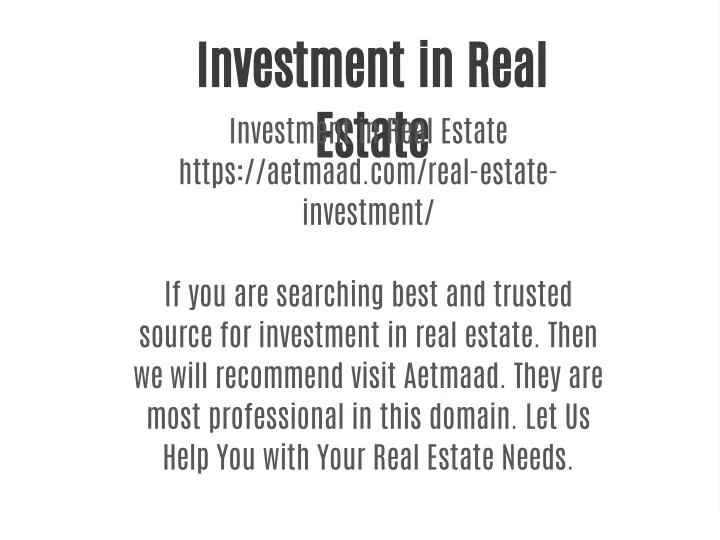 investment in real estate https aetmaad com real