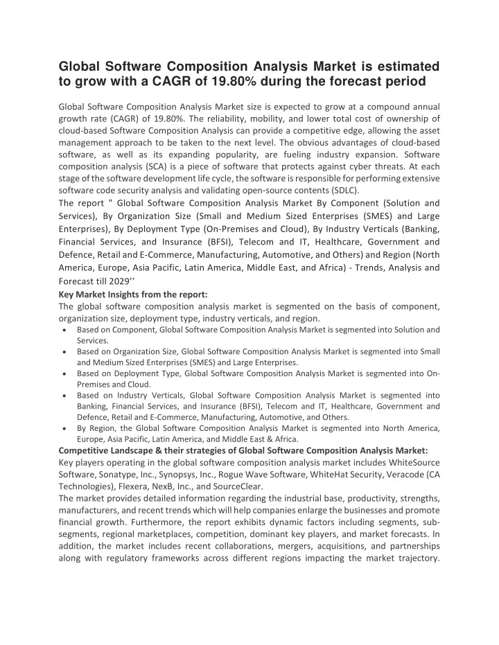 global software composition analysis market