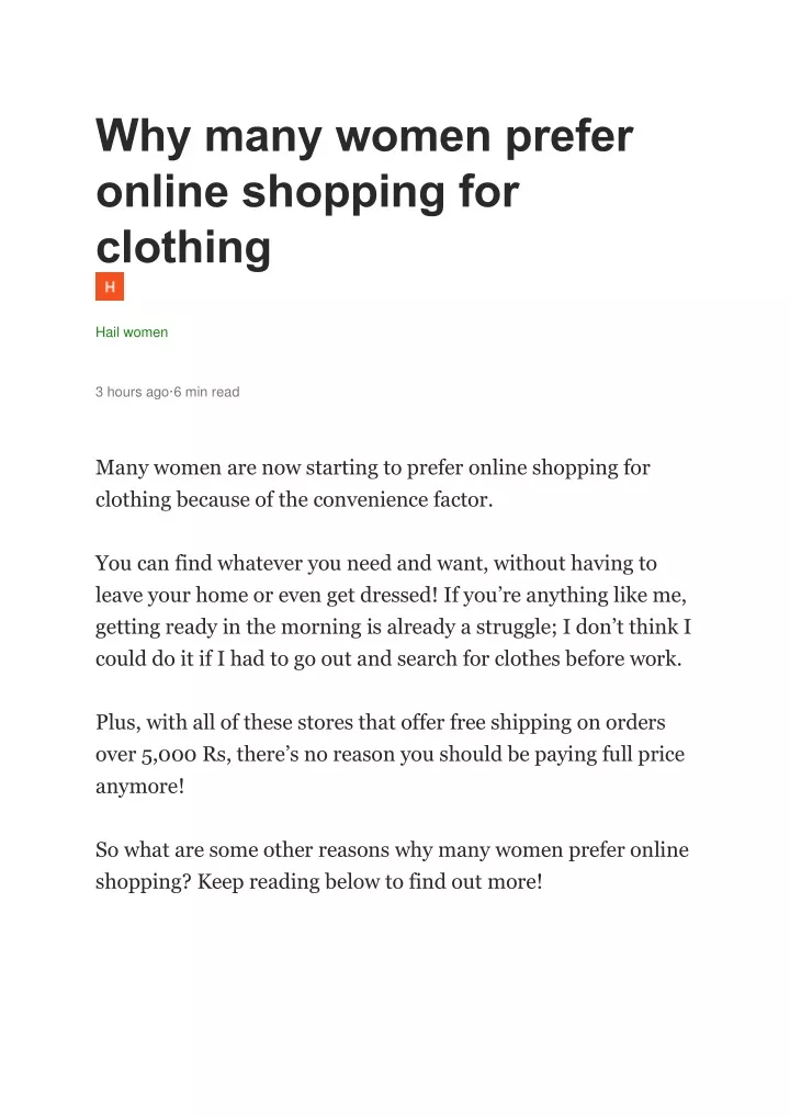why many women prefer online shopping