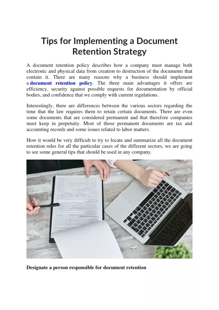 tips for implementing a document retention