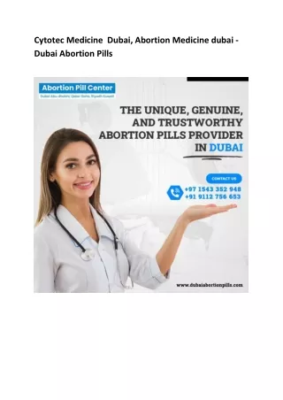 Cytotec Medicine  Dubai, Abortion Medicine dubai - Dubai Abortion Pills