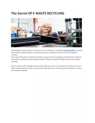The Secret Of E WASTE RECYCLING-converted