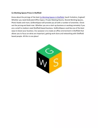 co working spaces prices in sheffield