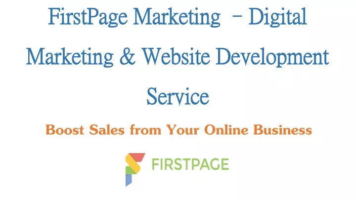 firstpage marketing digital marketing website development service