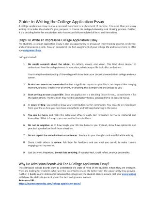 guide to writing the college application essay