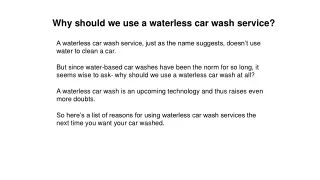 Why should we use a waterless car wash service?