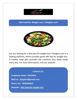 Diet Food for Weight Loss | Dietghar.com