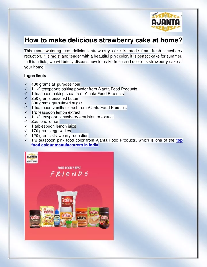 how to make delicious strawberry cake at home