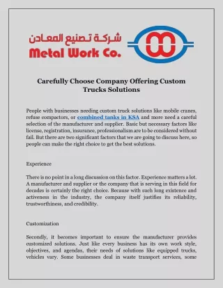 carefully choose company offering custom trucks
