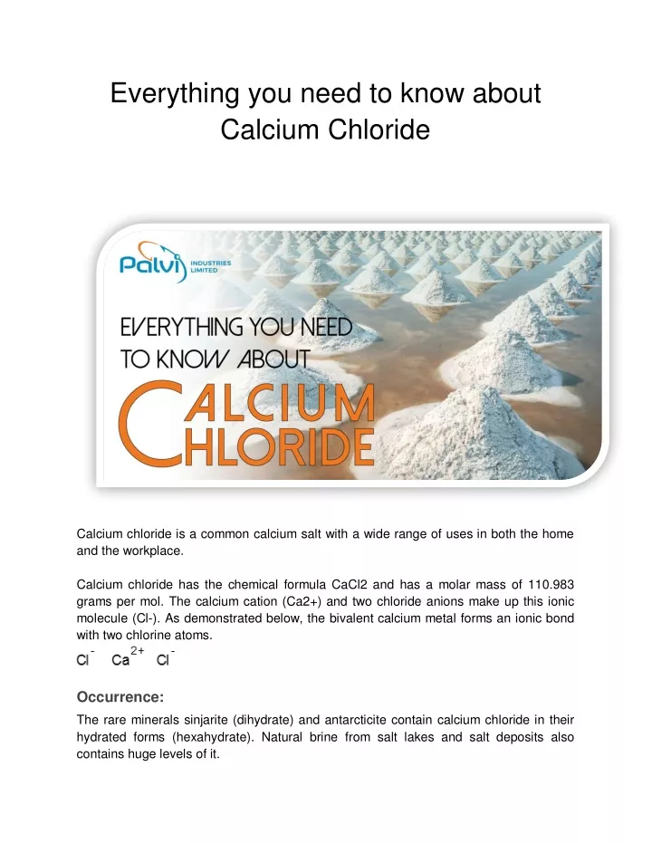 everything you need to know about calcium chloride