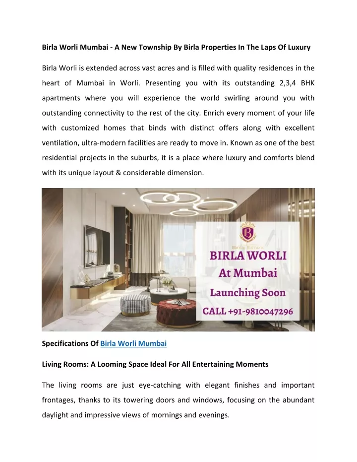 birla worli mumbai a new township by birla