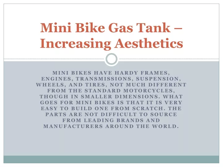 mini bike gas tank increasing aesthetics