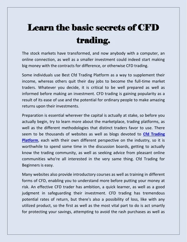 learn the basic secrets of cfd learn the basic