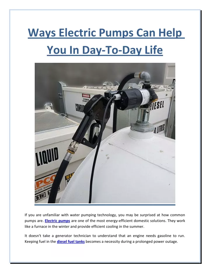 ways electric pumps can help