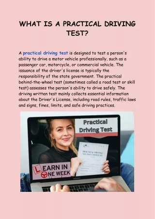 WHAT IS A PRACTICAL DRIVING TEST