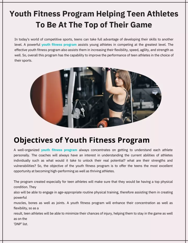 youth fitness program helping teen athletes