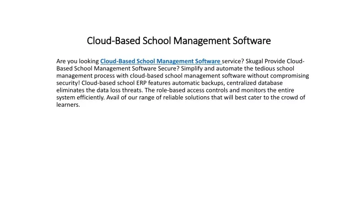 cloud based school management software