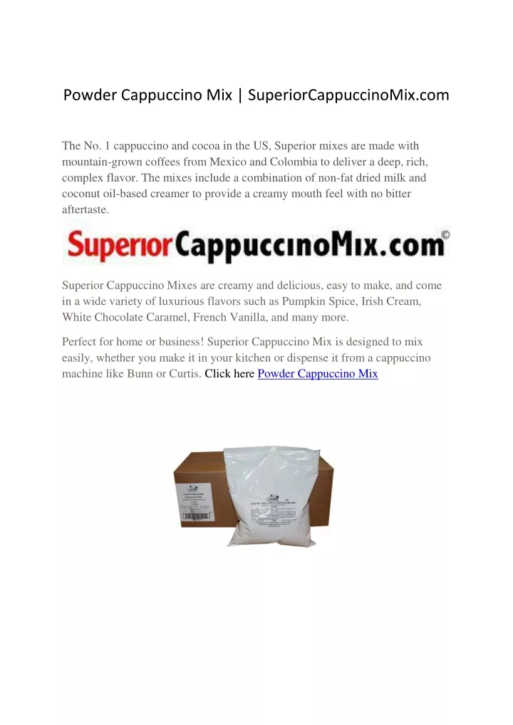 powder cappuccino mix superiorcappuccinomix com