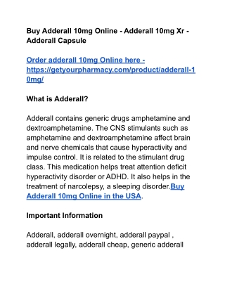 Buy Adderall 10mg Online - Adderall 10mg Xr - Adderall Capsule