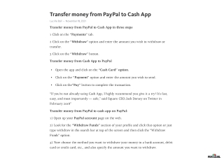 Send money from PayPal to Cash app - Explore Contact Cash Apps
