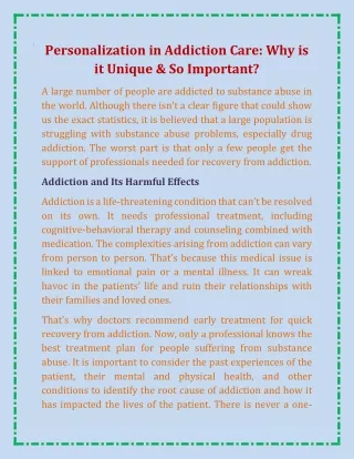 Personalization in Addiction Care_ Why is it Unique & So Important :Calida Rehab
