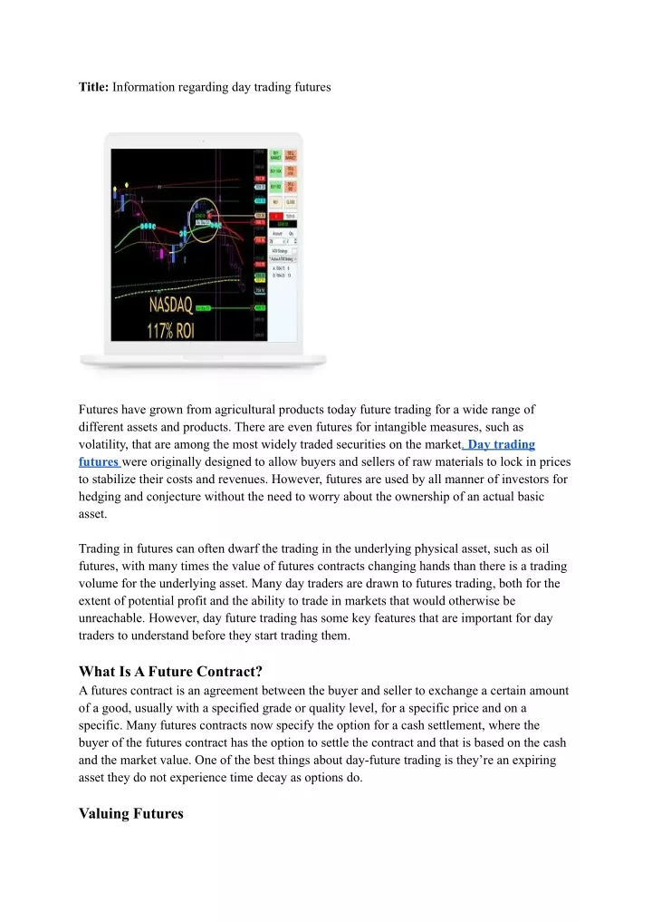 title information regarding day trading futures