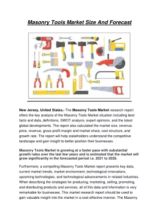 Masonry Tools Market