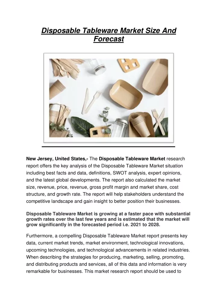 PPT Disposable Tableware Market PowerPoint Presentation, free