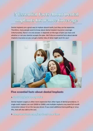 5 Essential Facts About Dental Implants Insurance Coverage