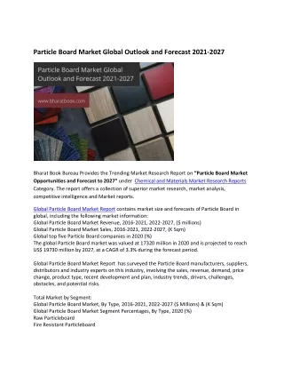 particle board market global outlook and forecast