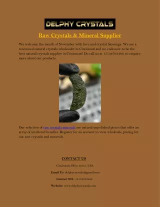 Raw Crystals & Mineral Supplier in Cincinnati.