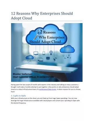 12 Reasons Why Enterprises Should Adopt Cloud