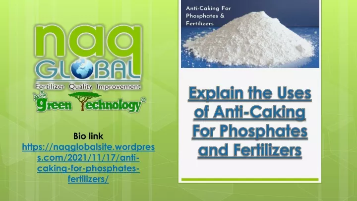 explain the uses of anti caking for phosphates