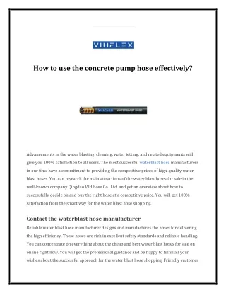 How to use the concrete pump hose effectively?