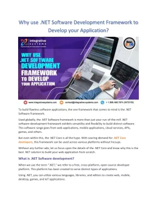 why use net software development framework