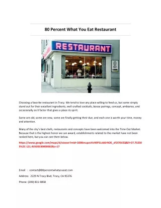 80 Percent What You Eat Restaurant