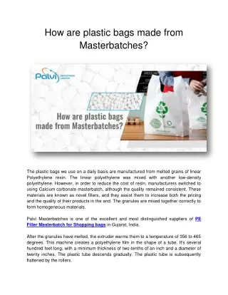 how are plastic bags made from masterbatches