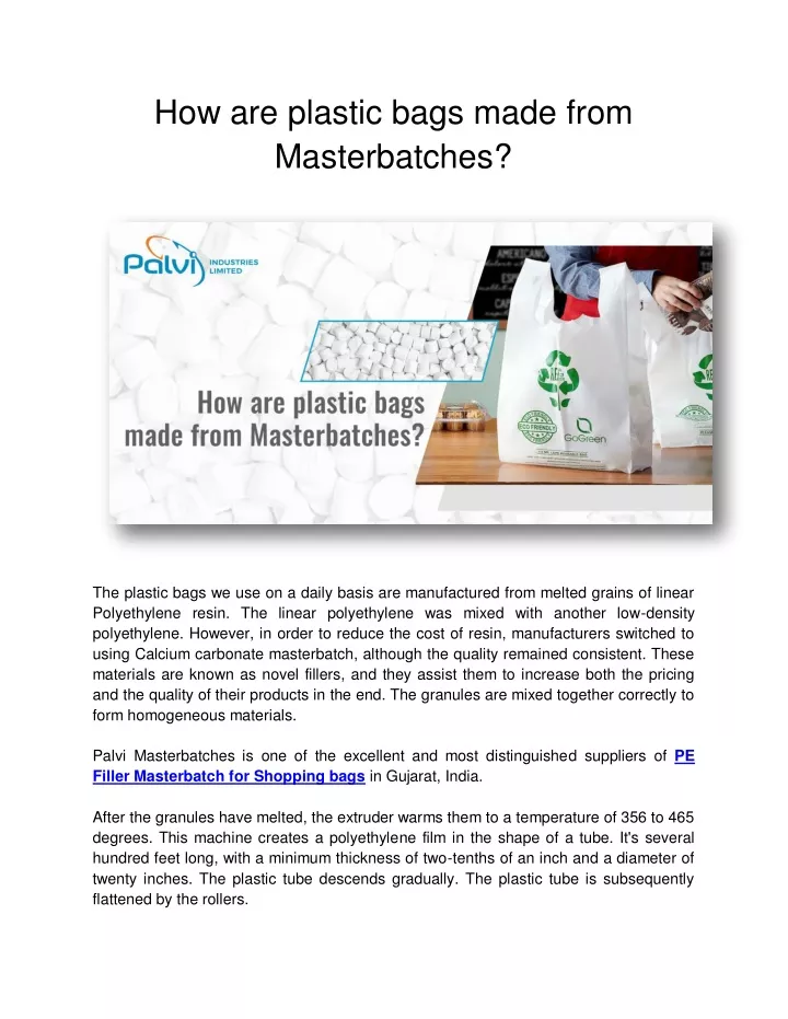 how are plastic bags made from masterbatches