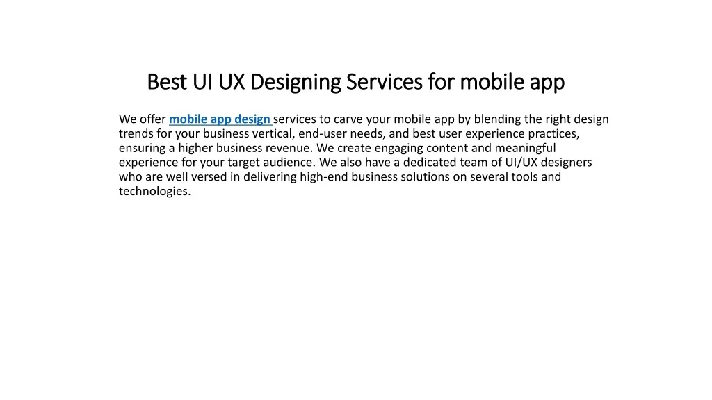 PPT - Best UI UX Designing Services for mobile app PowerPoint ...