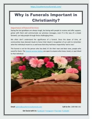 Why is Funerals Important in Christianity