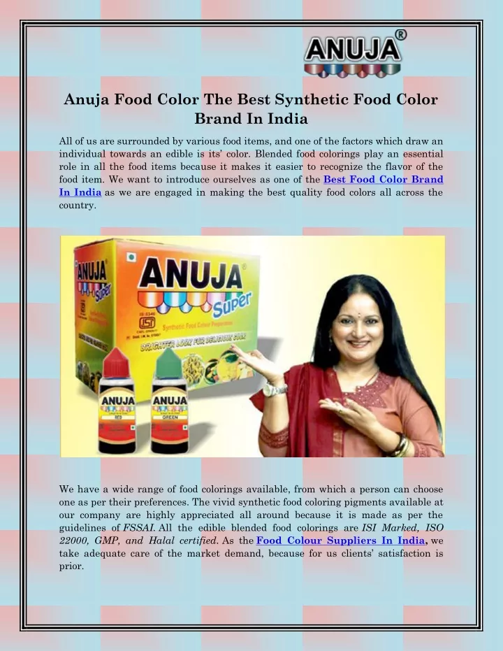 anuja food color the best synthetic food color