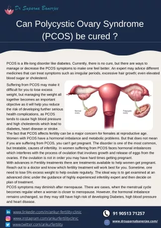 Can Polycystic Ovary Syndrome (PCOS) be cured ?