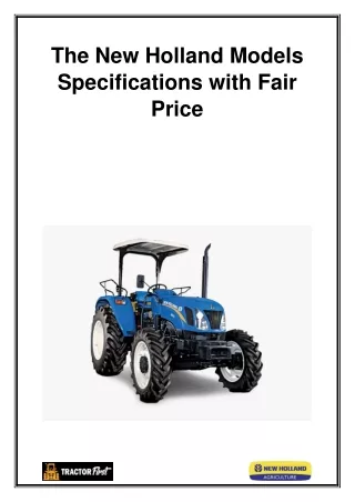 The New Holland Models Specifications with Fair Price