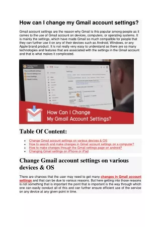 how can i change my gmail account settings